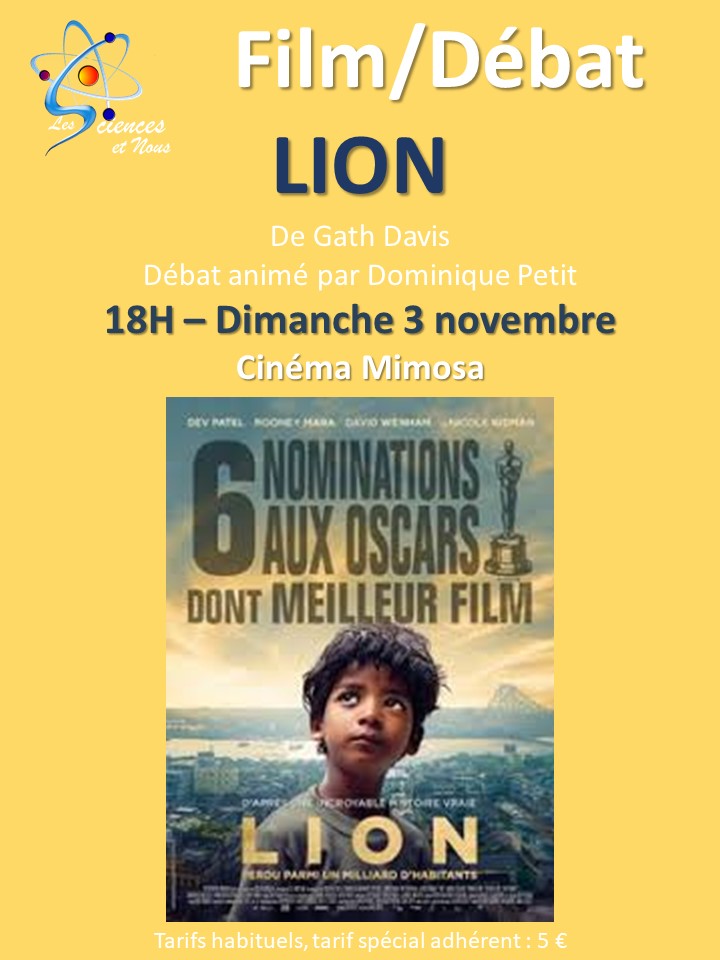 3 novembre : 18h00   Lion au Cinéma Mimosas